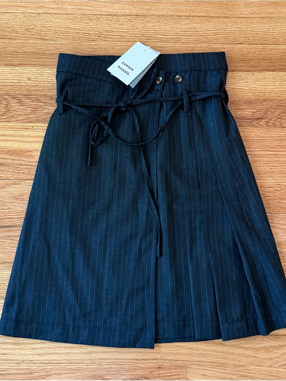 Damson Madder Libby Pinstripe Wrap Midi Skirt in 6UK/2US
